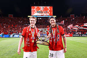 Players of Saudi Arabia's Al Hilal receive the runner-up medals during the  award ceremony after the AFC Champions League final match at Saitama  Stadium in Saitama, near Tokyo, Saturday, May 6, 2023.