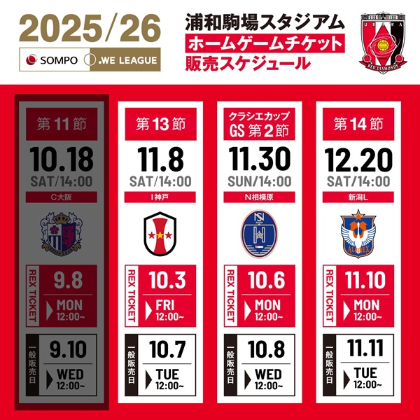 2025/26 SOMPO WEリーグ 12/20(土)新潟L【MATCH PARTNER 三菱重工】戦チケット販売スケジュール決定のお知らせ