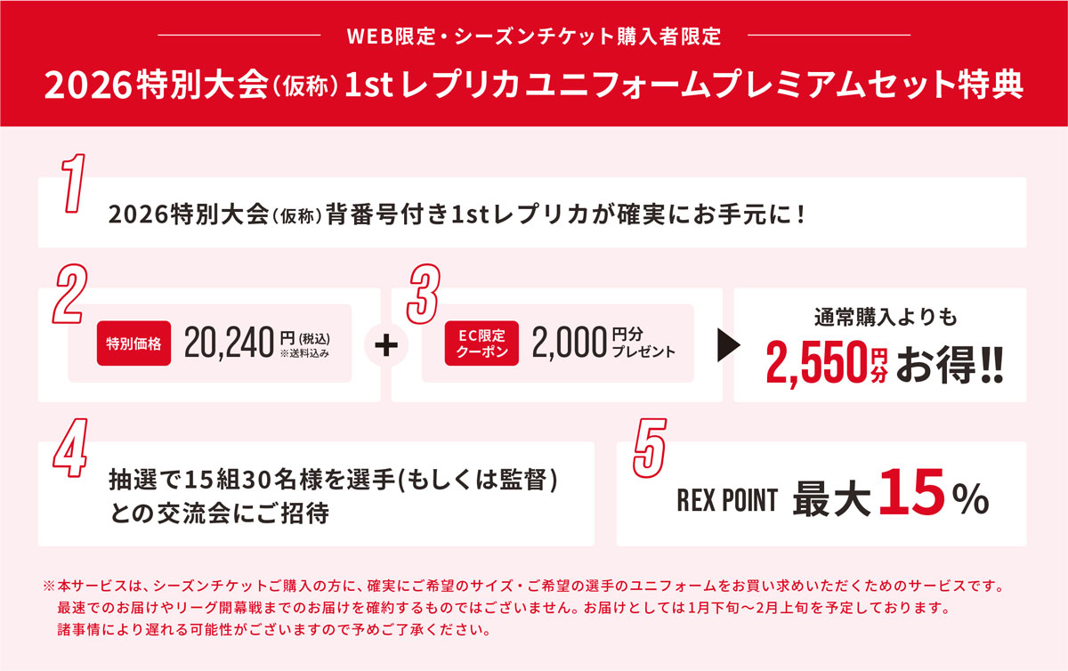 2026特別大会(仮称)1stレプリカユニフォームプレミアムセット特典