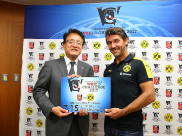 淵田代表がドルトムントOBとJリーグワールドチャレンジPRのため、さいたま市を表敬訪問