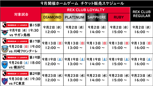 9月開催ホームゲームのチケット販売について Urawa Red Diamonds Official Website