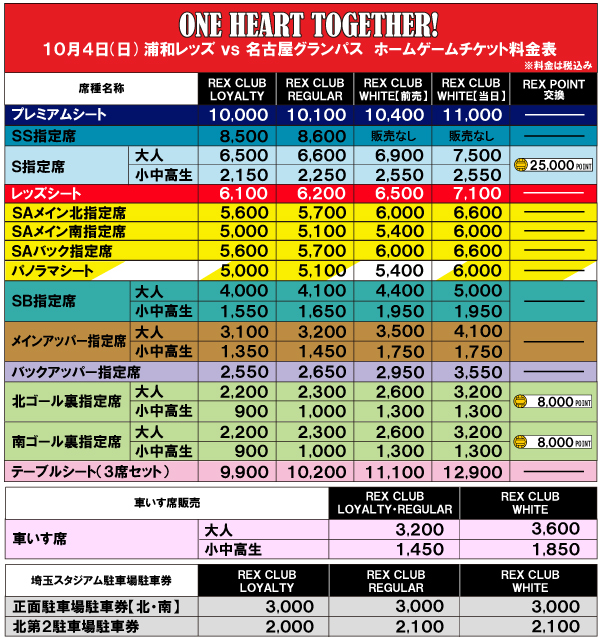 10 4 日 Vs 名古屋グランパス チケット販売について クラブインフォメーション Urawa Red Diamonds Official Website