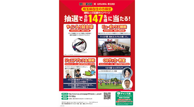 【埼玉県在住の方限定】朝日新聞×浦和レッズ応援キャンペーン!