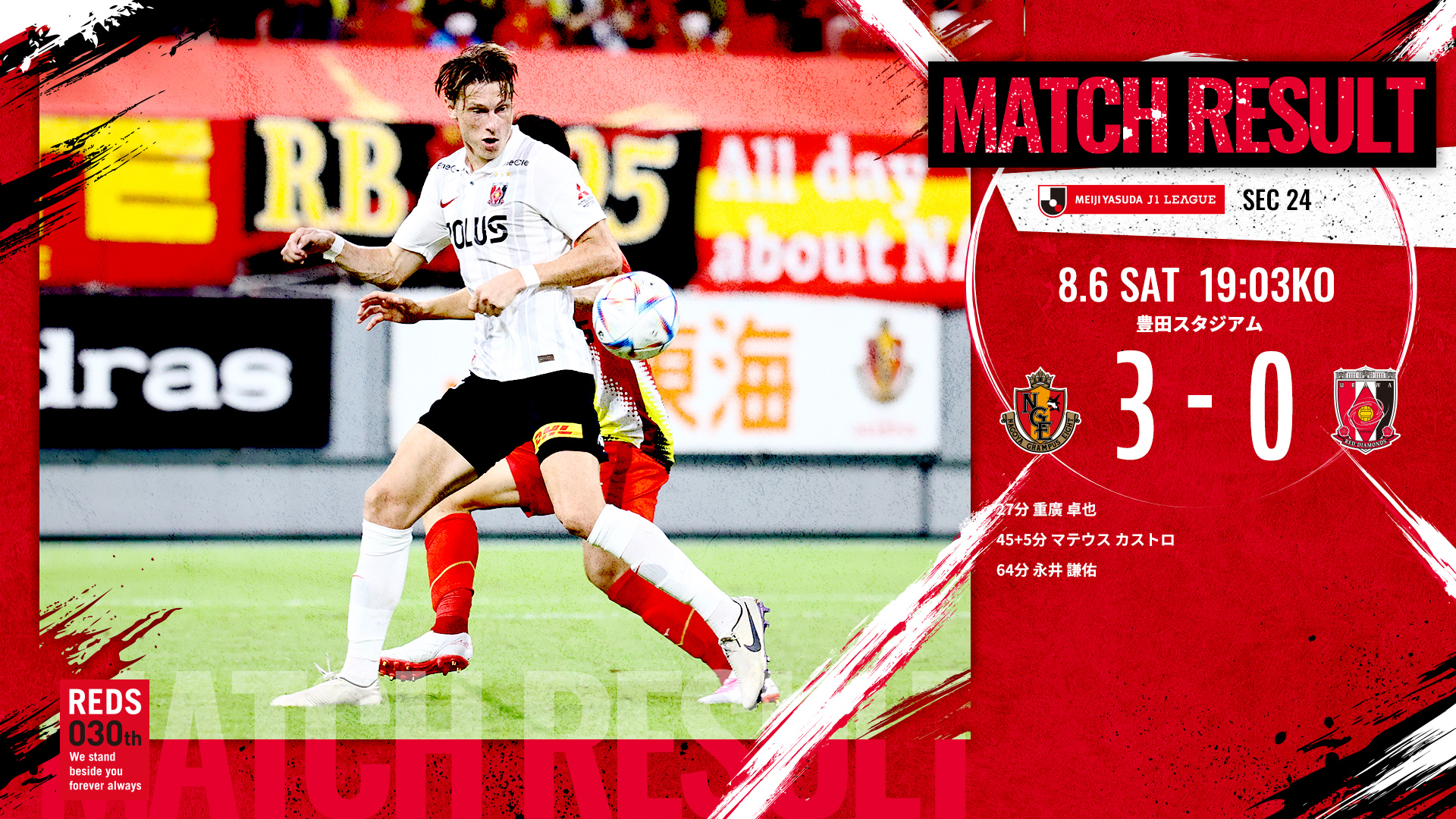 22明治安田生命j1リーグ 第24節 Vs 名古屋グランパス 試合結果 Urawa Red Diamonds Official Website