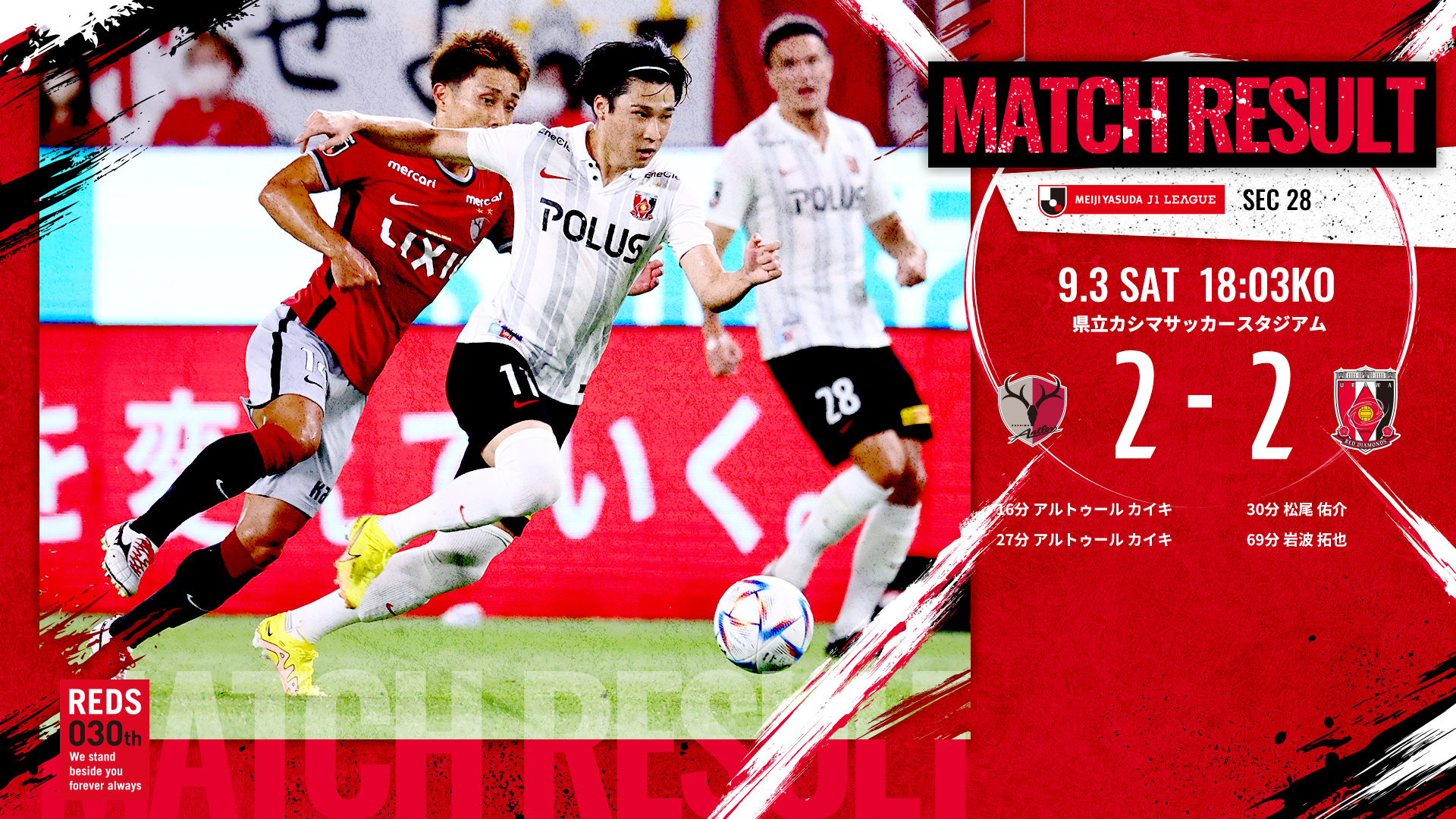 22明治安田生命j1リーグ 第28節 Vs 鹿島アントラーズ 試合結果 Urawa Red Diamonds Official Website