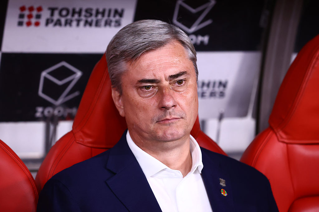 Maciej Skorza head coach at post-Trial press conference against Nagoya