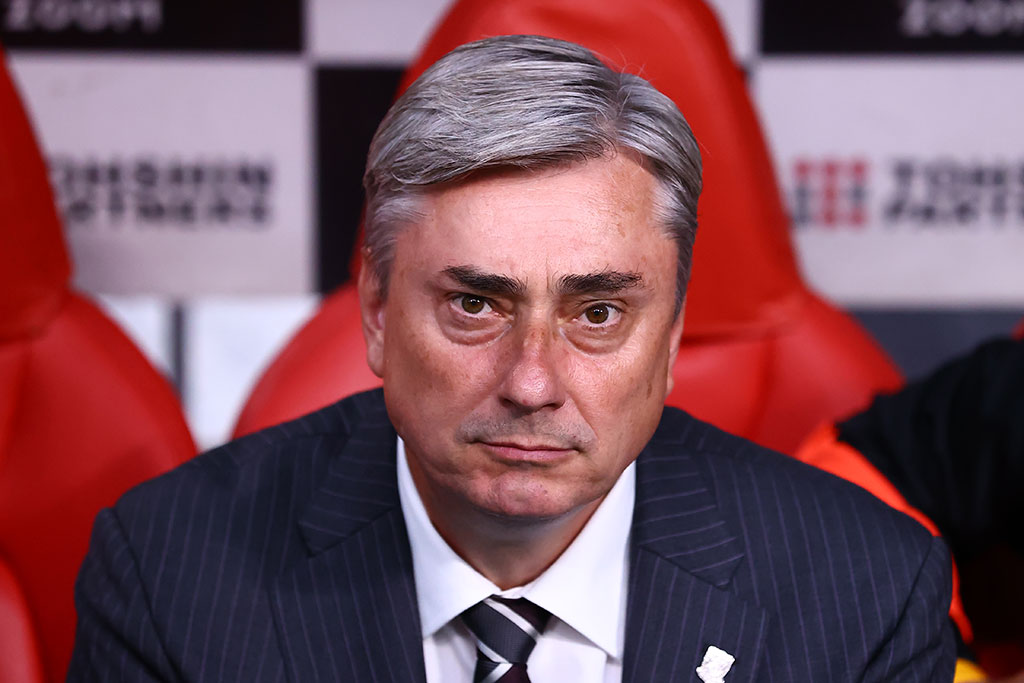 Manager Maciej Skorza at Trial post-match press conference against Kobe